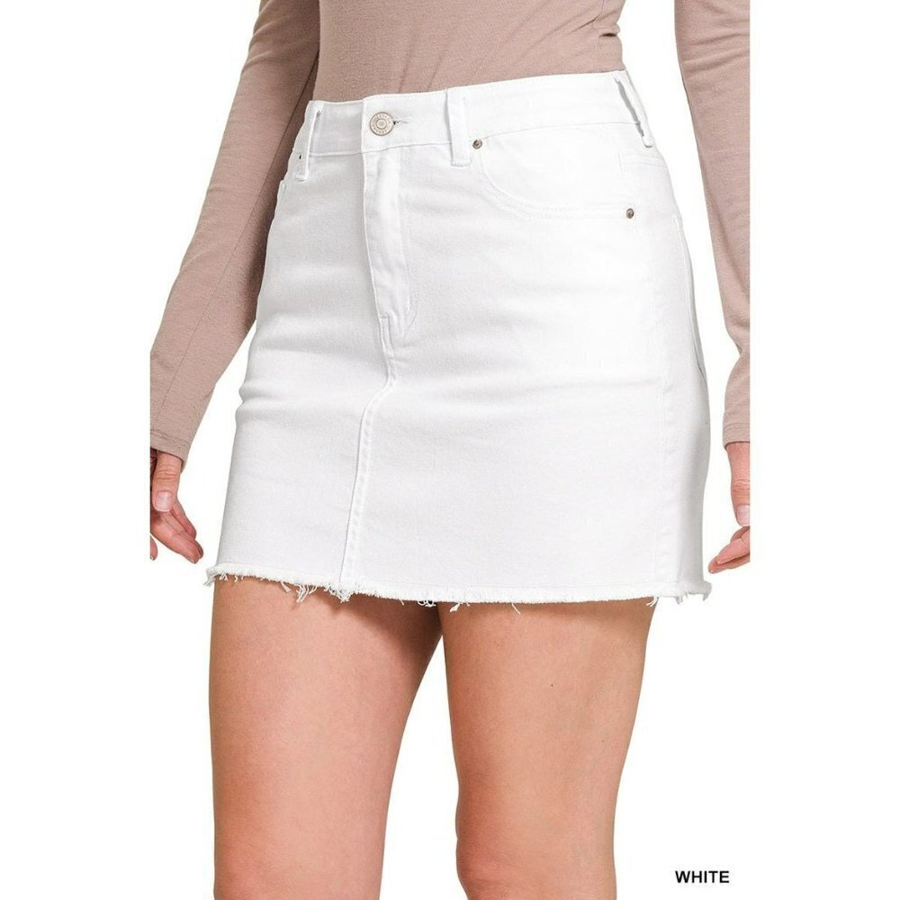 It's About Time Colored Denim Mini Skirt in White - Picture 6 of 7
